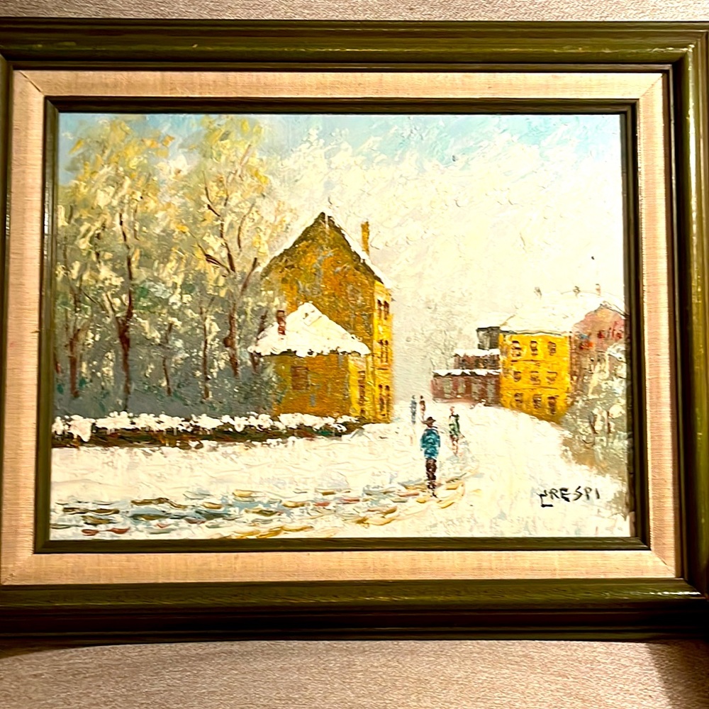David Crespi Painting 20 by 17 frame size. 16 by 12 painting size.